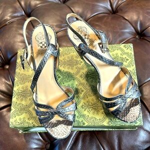 Vince Camino platform heeled sandal in pewter